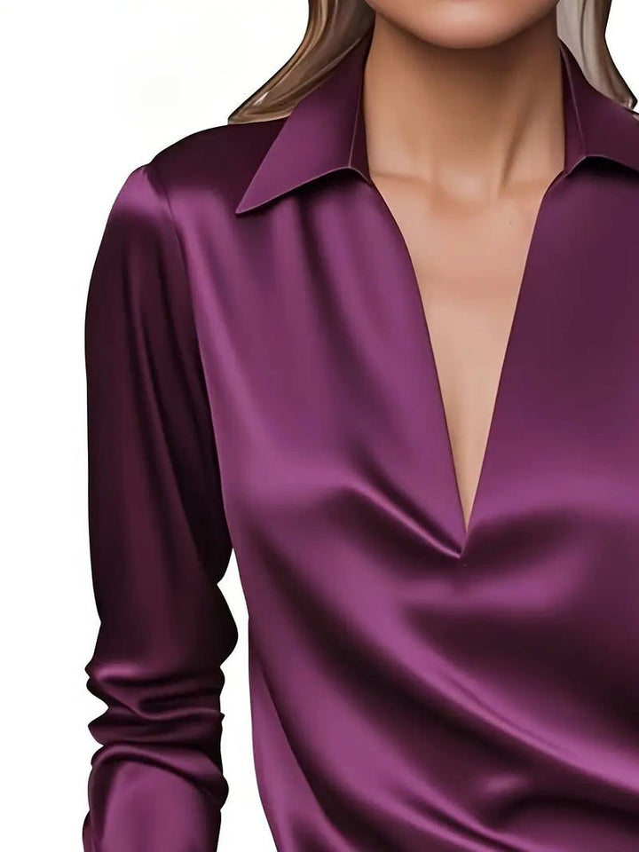 Satin V-Neck Blouse for Women