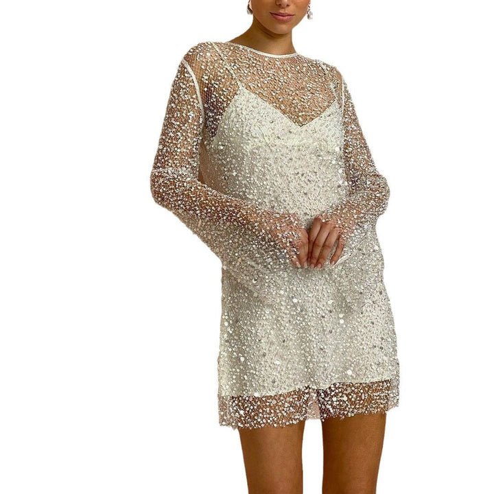 Sequin Mini Dress with Long Sleeves for Women