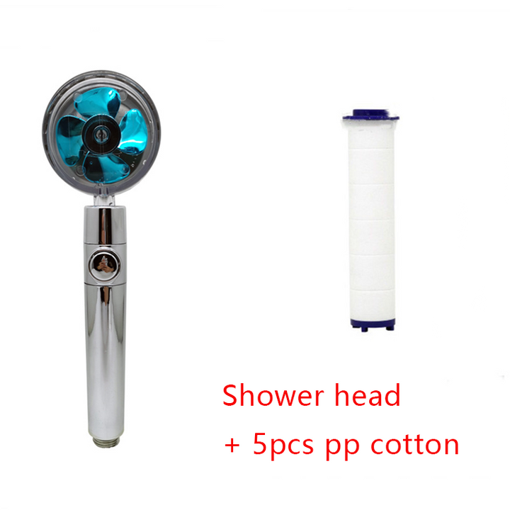 Shower Head with Hard Water Filter High Pressure Propeller Fan and Pause Button Kdf 55