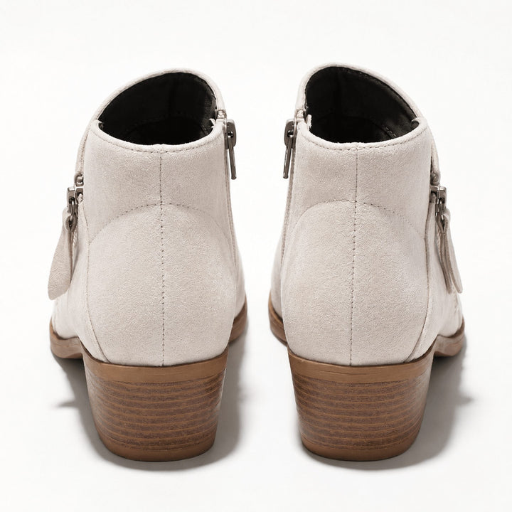 Block Heel Ankle Boots with Side Zip for Women