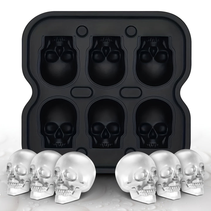 Silicone Skull Ice Cube Maker Tray with Large Reusable Mold for Drinks and Whiskey Ball