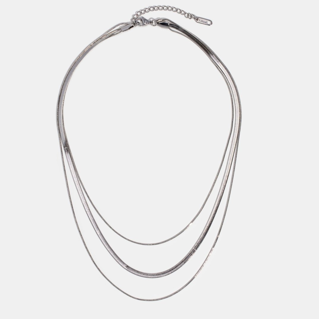 Elegant silver multi-layer necklace