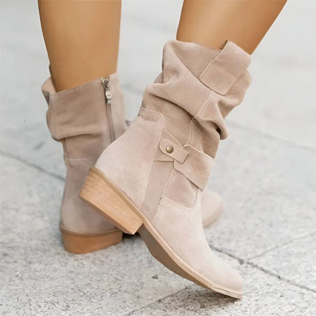 Slouchy Block Heel Mid-Calf Boots for Women