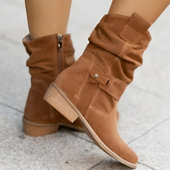 Slouchy Block Heel Mid-Calf Boots for Women