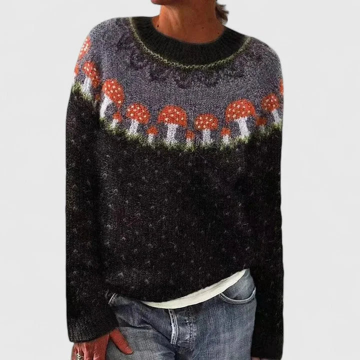 Fair Isle Pattern Knit Crew Neck Sweater