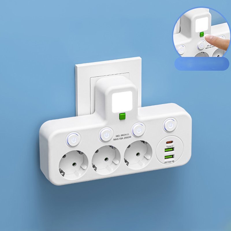 Power Strip with USB and Switches | Multi-Outlet Surge Protector 2500 W