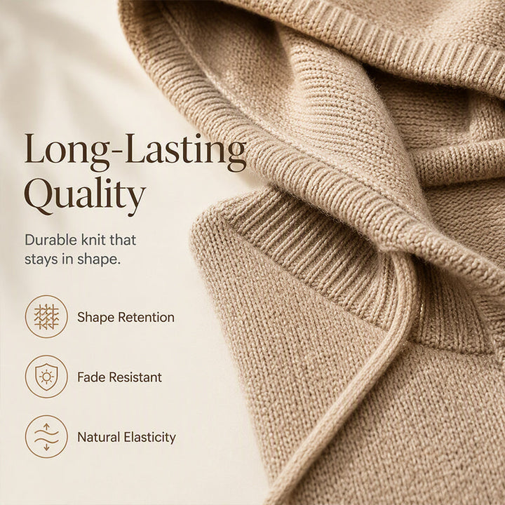 Women's Hooded Drawstring Knit Sweater – Vintage Distressed Oversized Sweater
