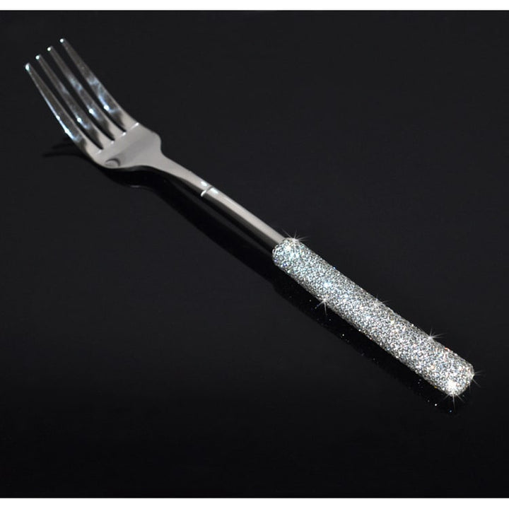 Stainless Steel Flatware Set with Rhinestone Encrusted Handles 18/10 Service for 12