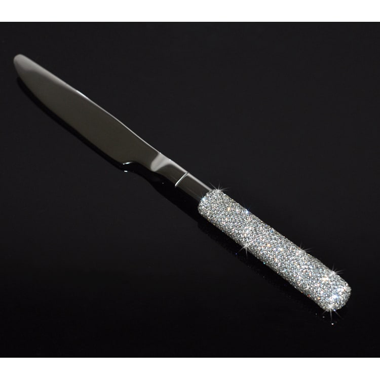 Stainless Steel Flatware Set with Rhinestone Encrusted Handles 18/10 Service for 12