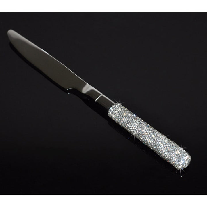Stainless Steel Flatware Set with Rhinestone Encrusted Handles 18/10 Service for 12