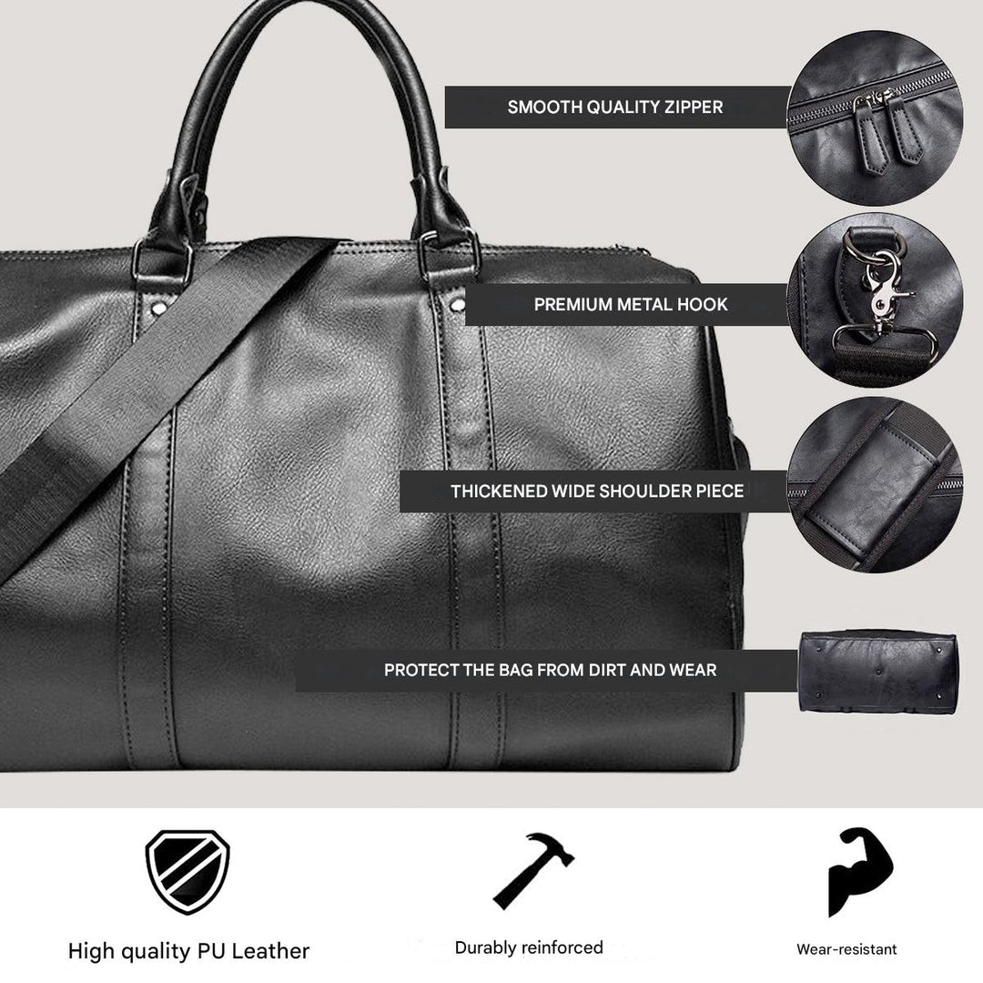 Large-Capacity Leather Travel Bag – Lightweight & Durable Hand Luggage