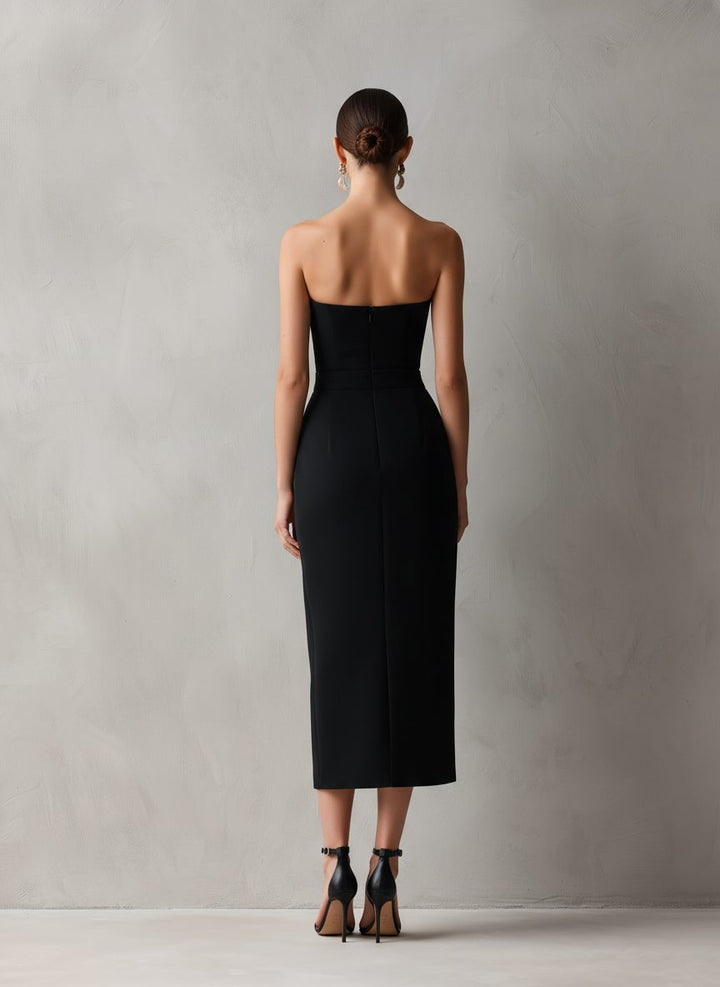 Strapless Midi Dress with Pockets for Women
