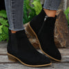 Suede Block Heel Ankle Boots with Zip for Women