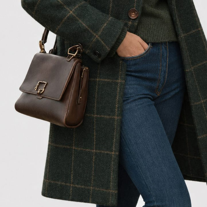 Wool Blend Tailored Long Overcoat for Women
