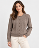Textured Knit Cardigan with Button-Front for Women