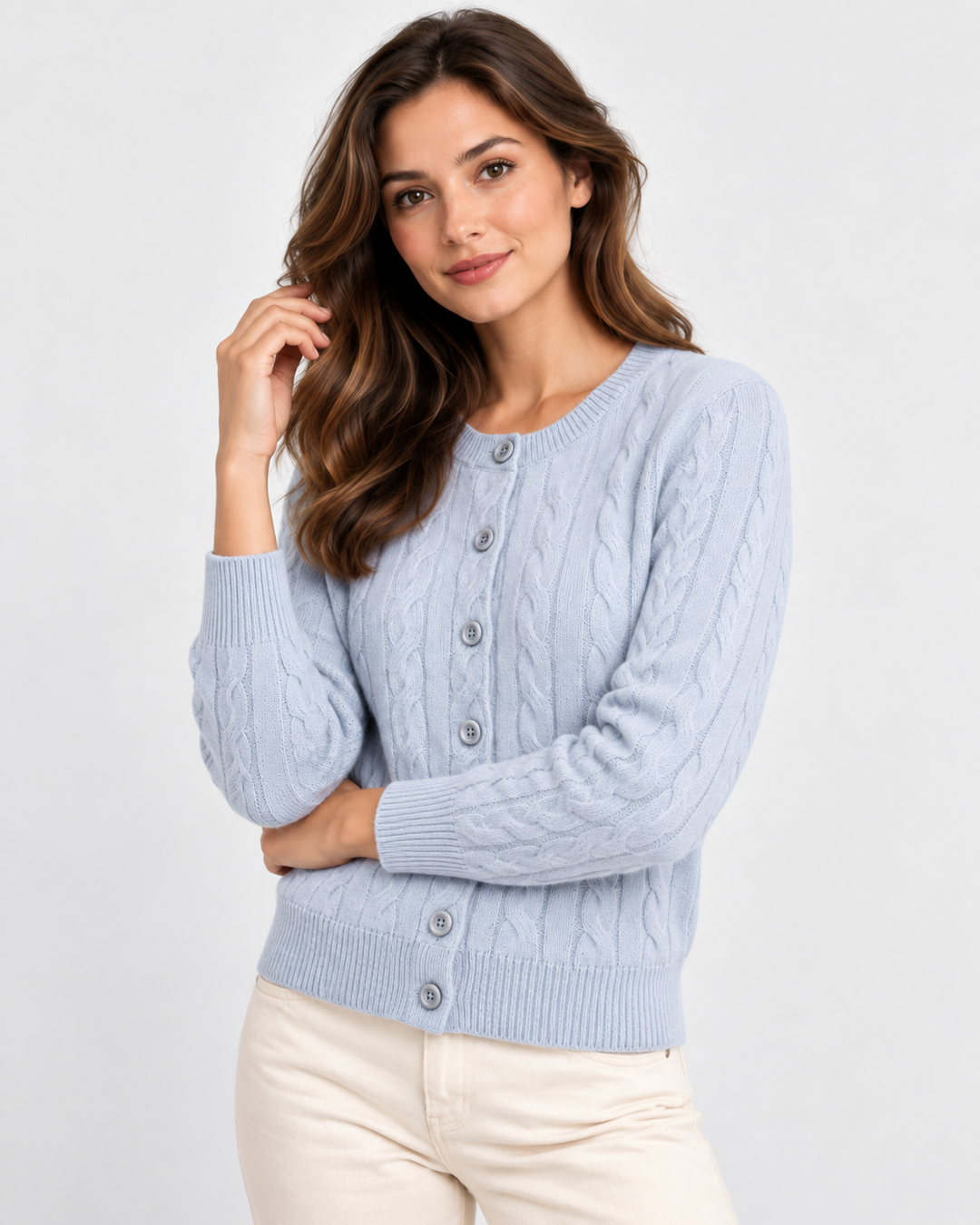 Textured Knit Cardigan with Button-Front for Women