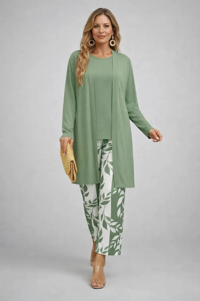 Three-Piece Cardigan, Top and Pant Set