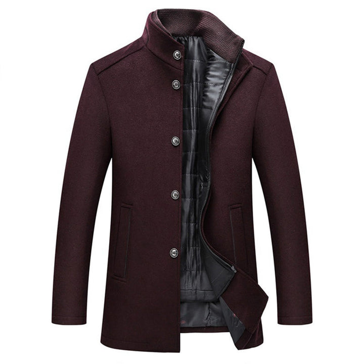 Wool Windproof Striped Men's Coat - Logan