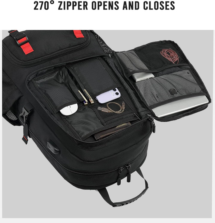 60L Waterproof Travel Laptop Rucksack with USB and Shoe Compartment