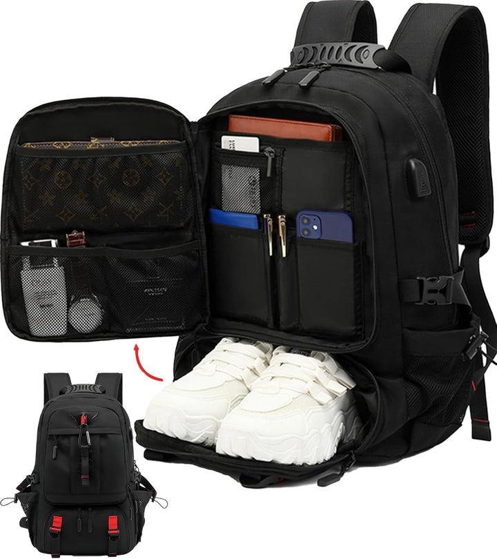 60L Waterproof Travel Laptop Rucksack with USB and Shoe Compartment