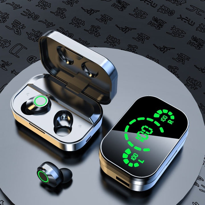 True Wireless Earbuds with Digital Display Charging Case and Bluetooth 5.3