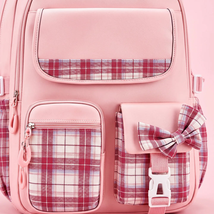 Structured School Rucksack with Checked Accents - Comfort and Style