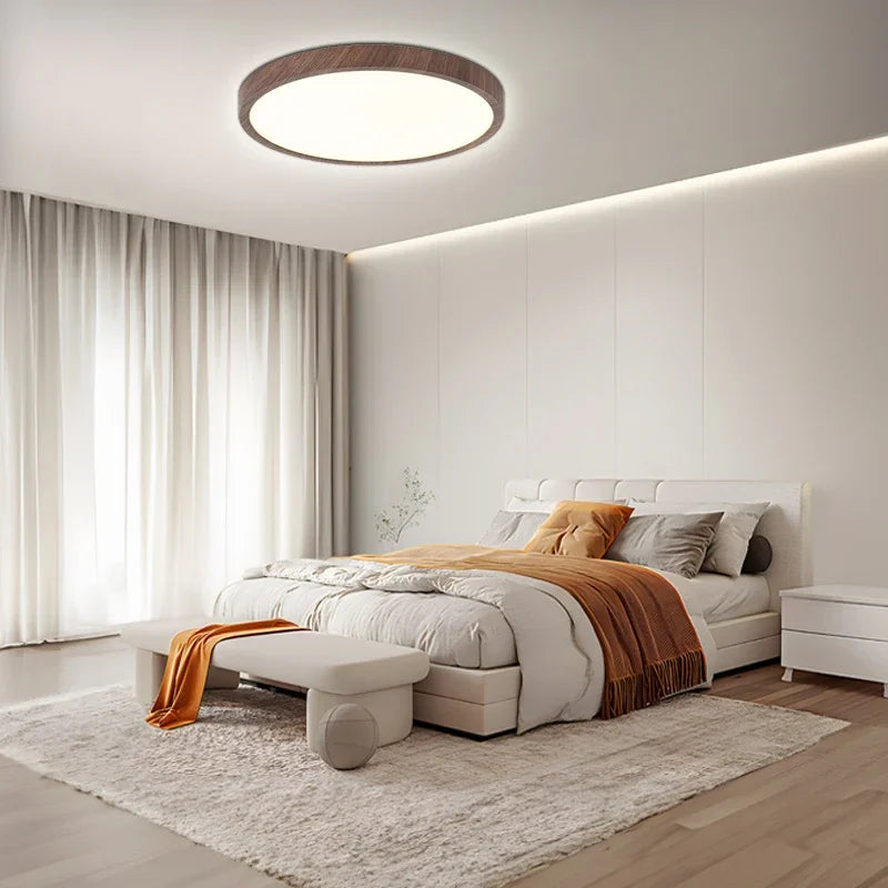 Ultra-Thin Round Walnut Wood Ceiling Light for Elegant, Modern Spaces