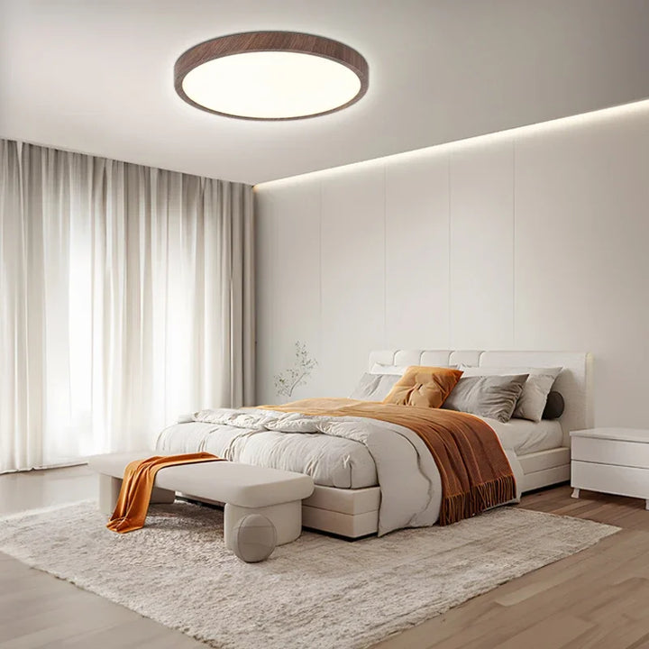Ultra-Thin Round Walnut Wood Ceiling Light for Elegant, Modern Spaces