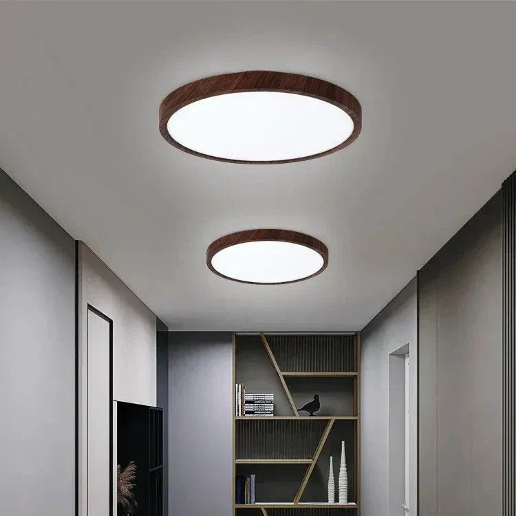 Ultra-Thin Round Walnut Wood Ceiling Light for Elegant, Modern Spaces