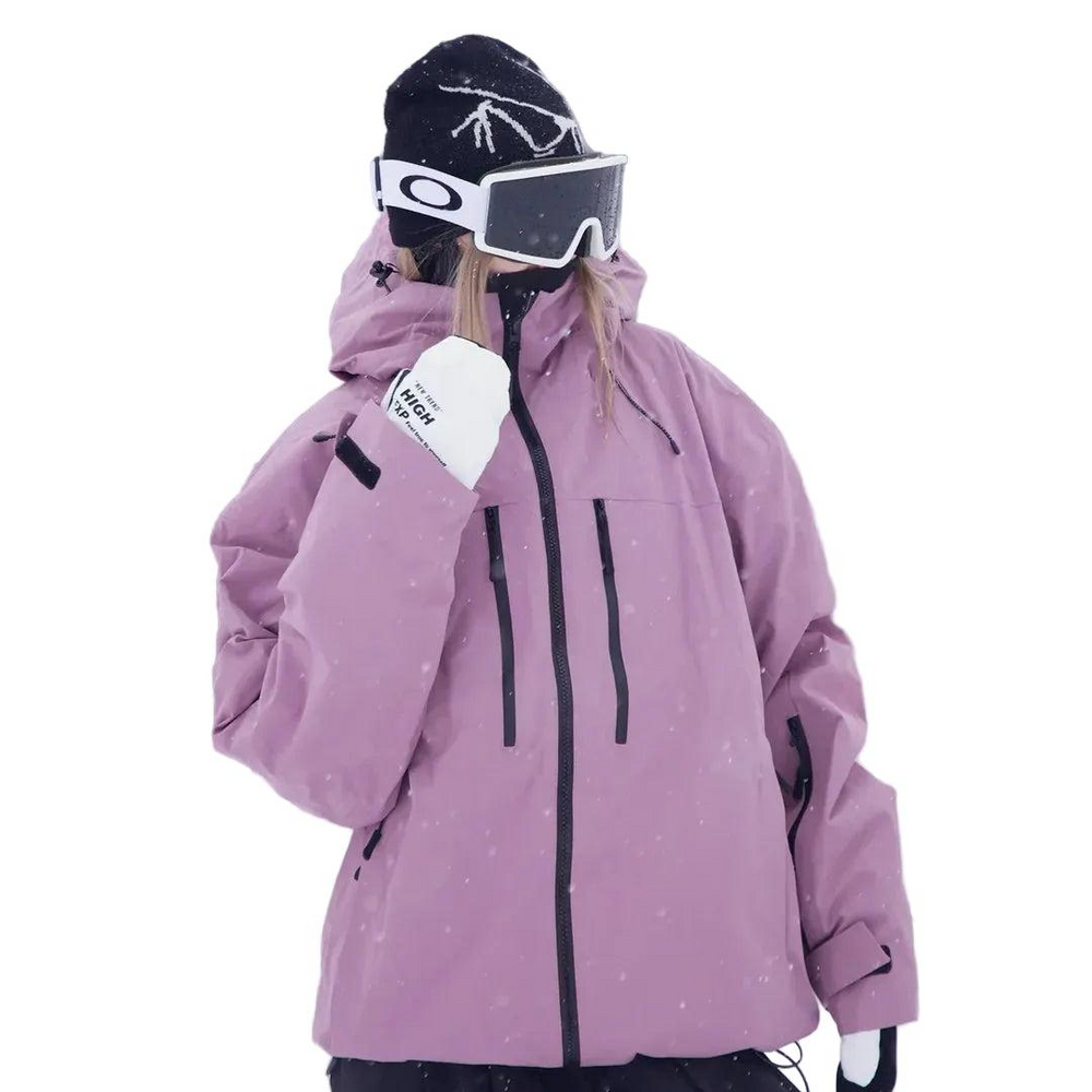 Unisex Snow Jacket with Hood, Zip Pockets and Drawstring Hem
