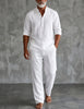 Men's Linen Henley Shirt and Relaxed Pants Two-Piece Set