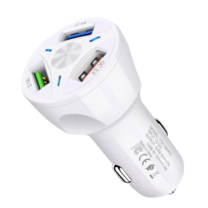 USB Car Charger Adapter with Four Ports and Fast Charge for Mobile Phones Usbc