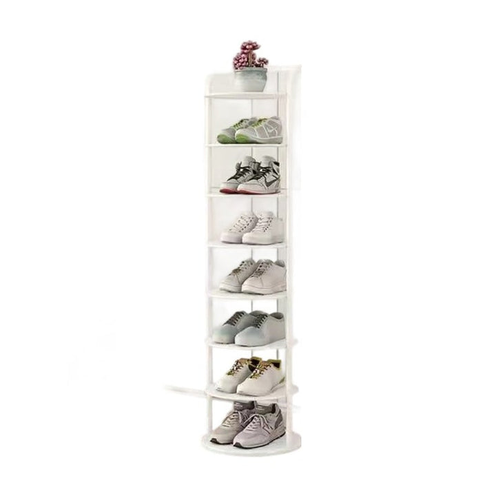 Vertical Shoe Rack and Storage with Metal Frame Freestanding Multi-Tier Round Shelves