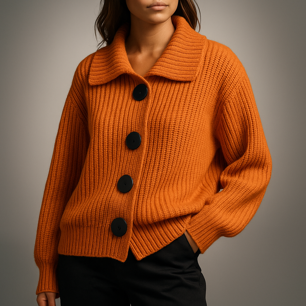 Women's Oversized Cardigan with Large Buttons – Chunky Knit