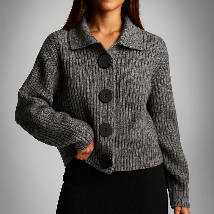 Women's Oversized Cardigan with Large Buttons – Chunky Knit