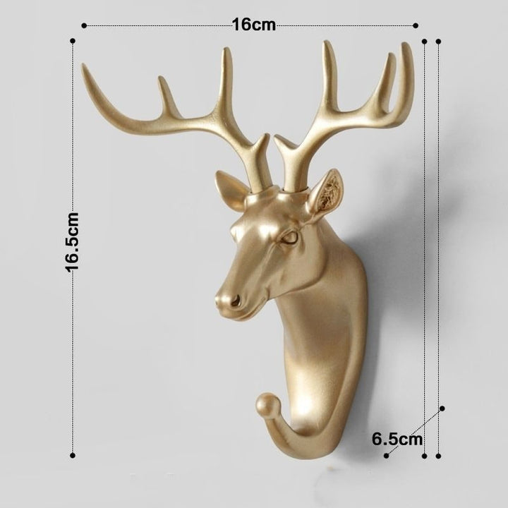 Wall Hook Key Hanger and Ring Holder with Resin Animal Head Design and No-Drill Mounting