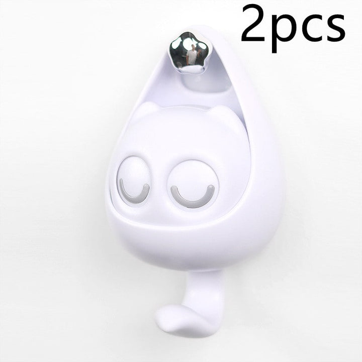 Wall Hooks with Adhesive Backing Winking Cat Coat for Mounted Decoration Key and Hat for Home