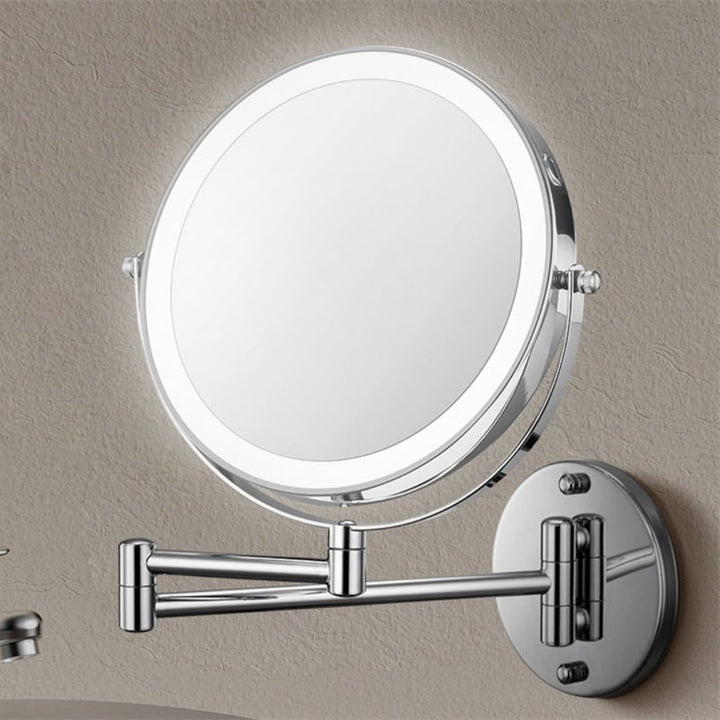 Wall Mounted Vanity Mirror for Makeup with LED Lights 10x Magnification and Folding Arm