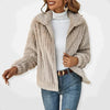 Cozy Fuzzy Fleece Zip-Up Jacket with Wide Collar
