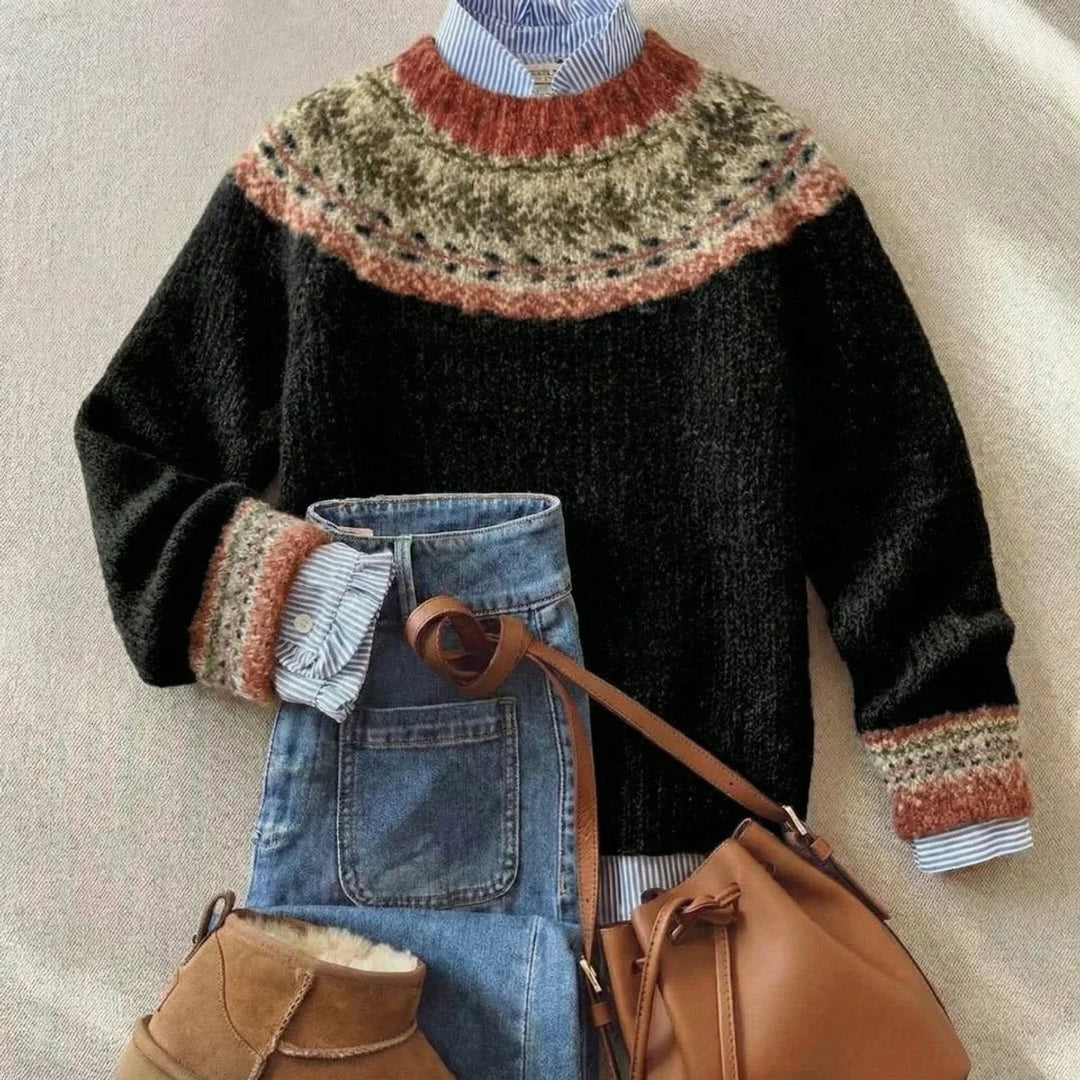 Fair Isle Nordic Relaxed-Fit Knit Sweater