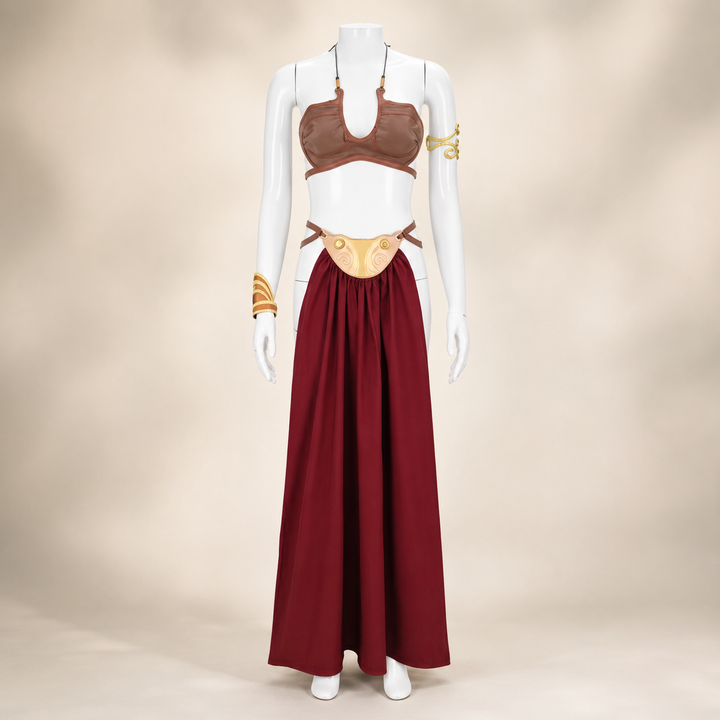 Women's Halloween Cosplay Princess Costume Dress with Satin Cape and Halter Neck for Fantasy Events