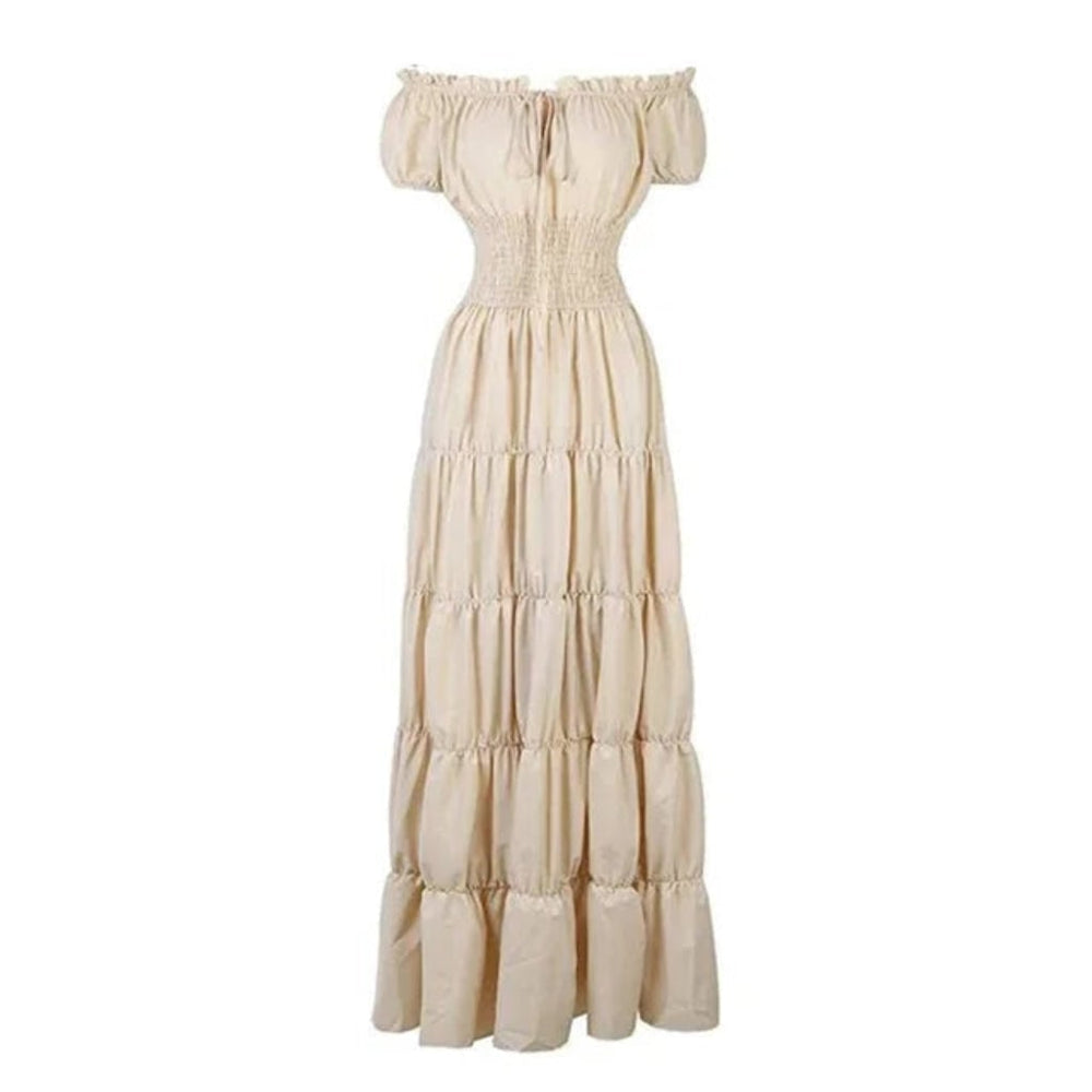 Women's Halloween Maxi Dress Off-Shoulder Boho Peasant with Smocked Waist Dresses