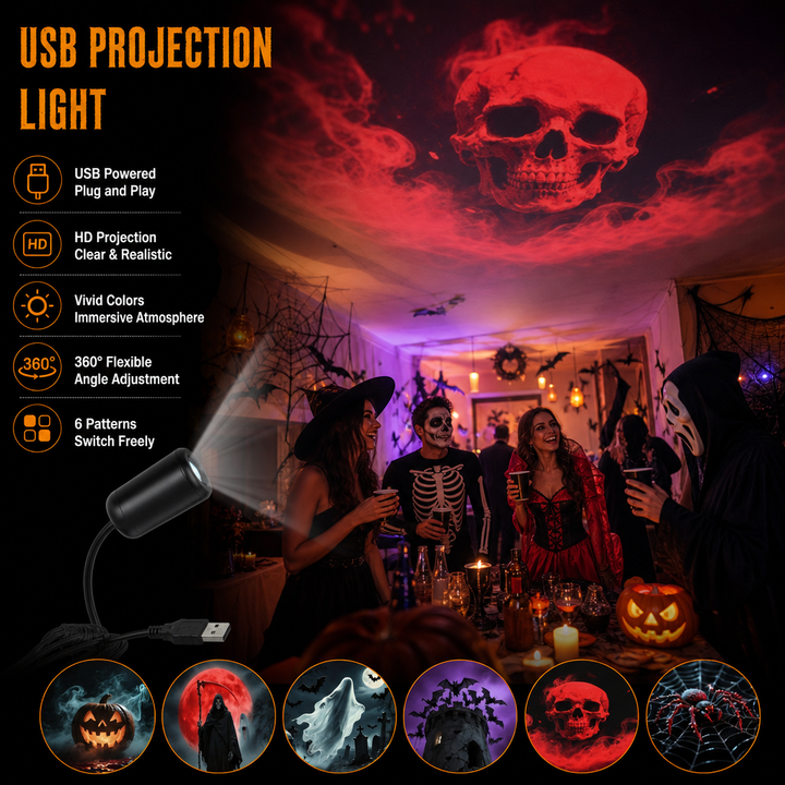 HD Halloween Projector – 6 Spooky Scenes for Instant Atmosphere