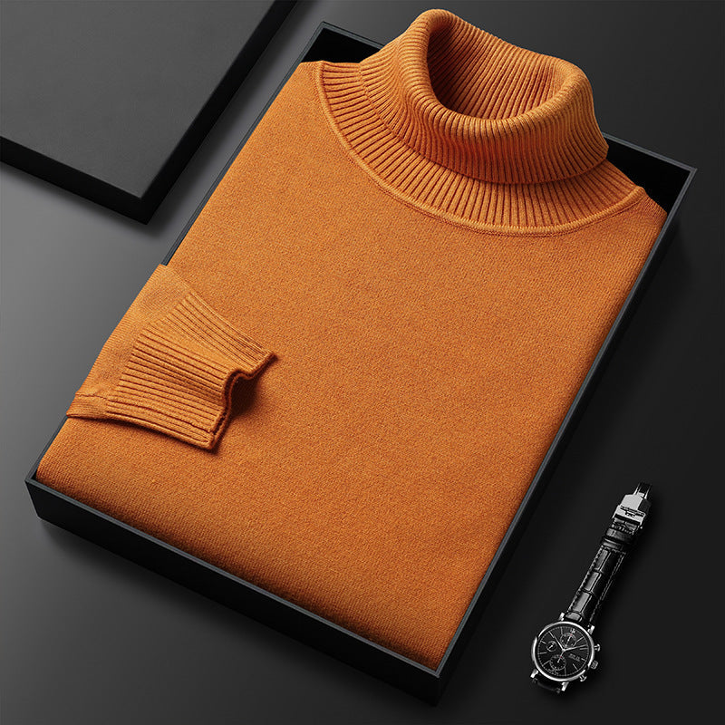 Men's cashmere-blend roll-neck sweater with ribbed trim