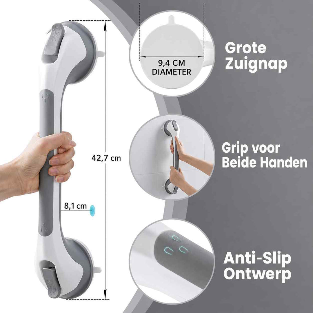 Suction grab handle for the shower, drill-free bathroom safety handle, 15.7 inch